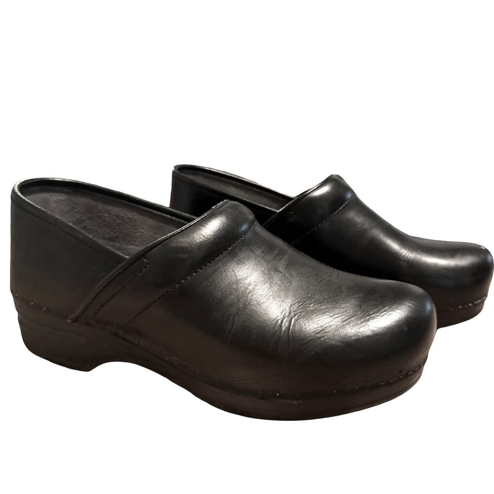 Dansko XP Professional Black Clogs Leather Slip On Comfort Shoes sz 40 9.5 10